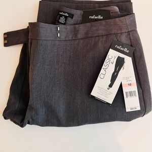 Rafaella Classic Higher Front Rise Grey Dress Pants, Size 10, NWT